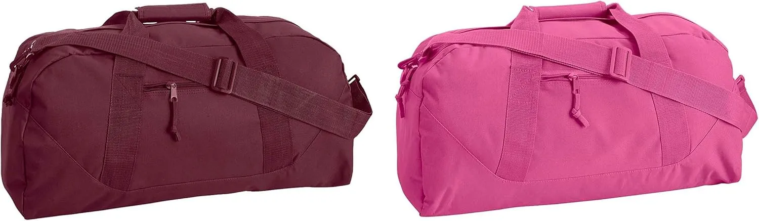 Front Pocket Large Square Duffel Bags Set_Maroon & Hot Pink_OS