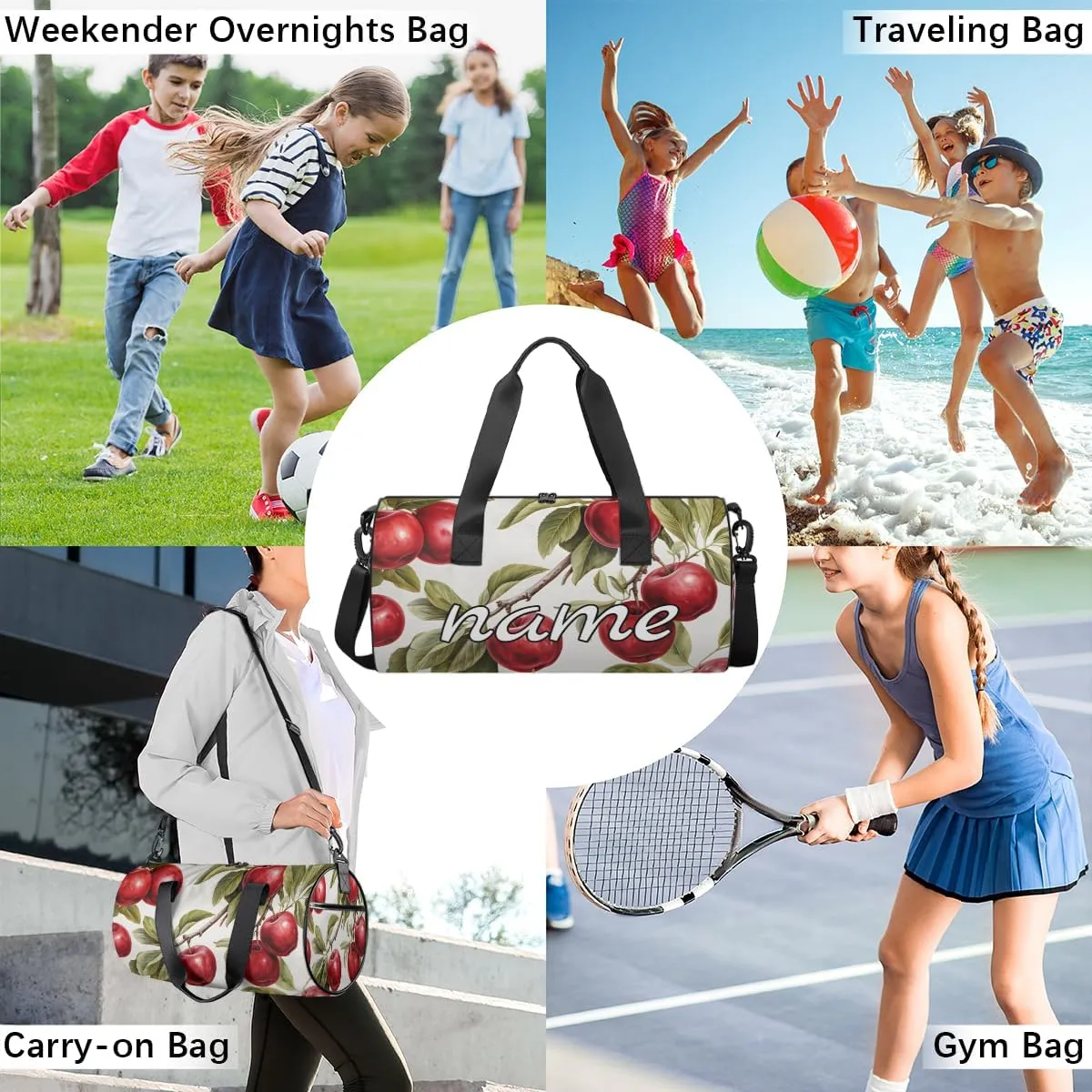 Fruit Apples Personalized Dance Bags, Fruit Apples Custom Sport Duffel Bag Travel Duffle Bag Overnight Weekender Bag