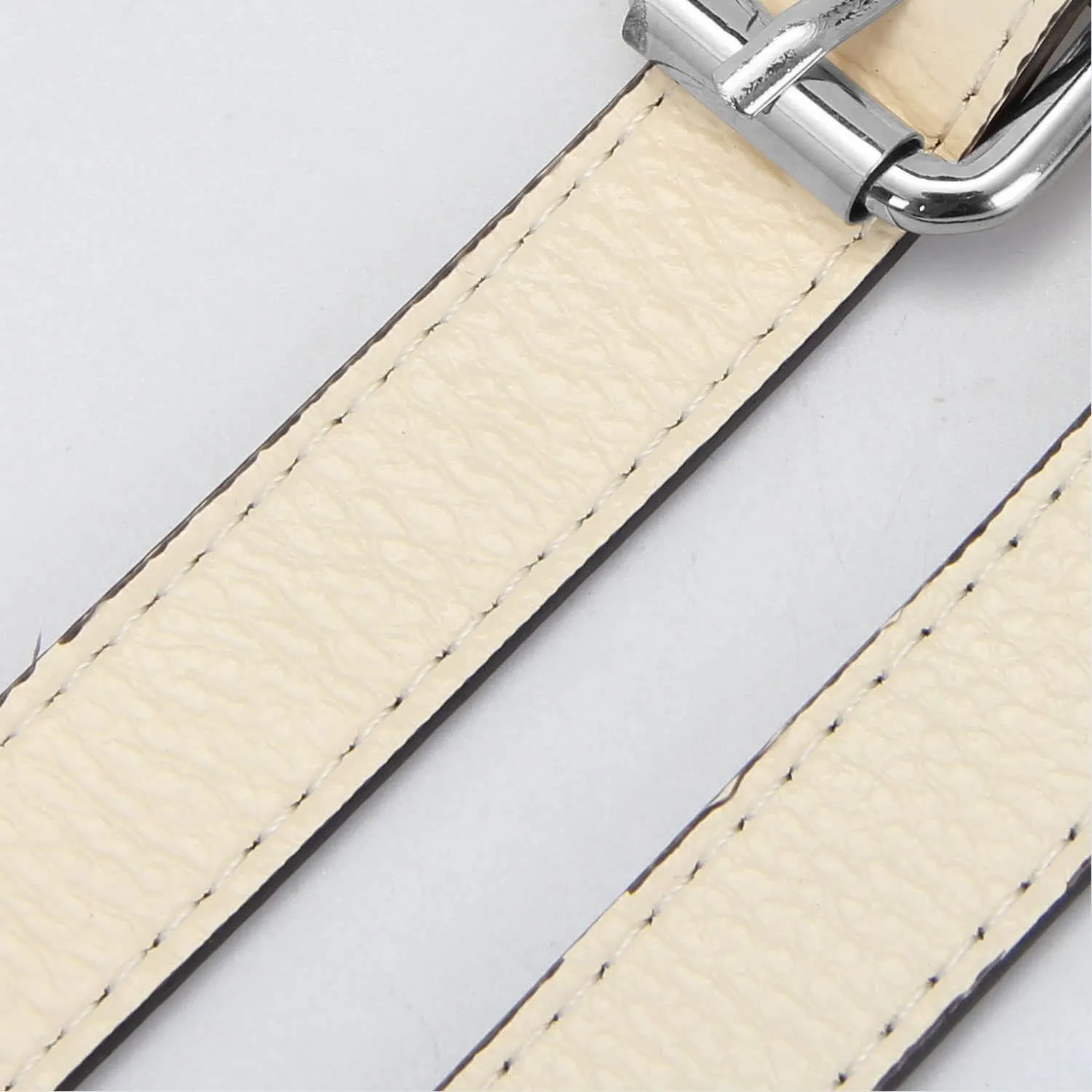 Full Grain Leather Adjustable Replacement Cross Body Purse Shoulder Strap Handbag Bag Wallet, 2/3” Wide(Beige-Silver Lock)
