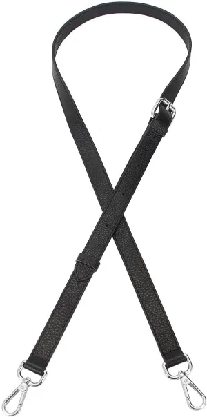 Full Grain Leather Adjustable Replacement Cross Body Purse Shoulder Strap Handbag Bag Wallet, 2/3” Wide(Black-Silver Lock)
