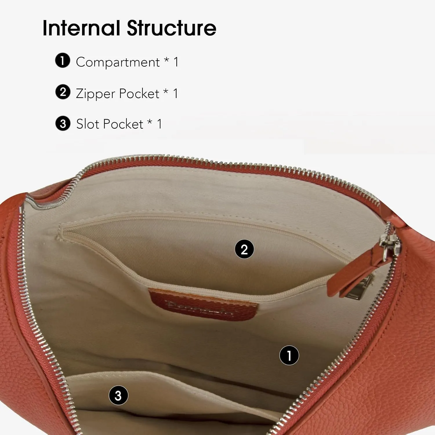 Full Grained Real Leather Hobo Bags for Women，Women's Crescent Handbag with Wide Shoulder Strap