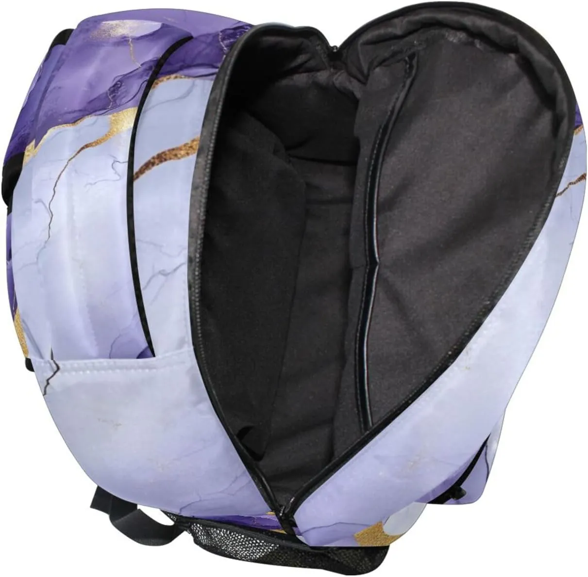 Fun Backpack for Men and Women Fashion Personal Backpack with Chest Strap Gift Men & Women Marble White Purple