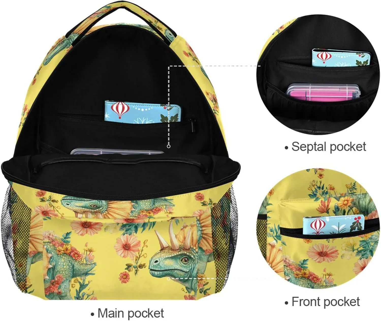 Fun Backpack for Teenager Waterproof Backpack With Water Bottle Pocket with Chest Strap Gift Men & Women Beauty Dino Brachiosaurus Plain