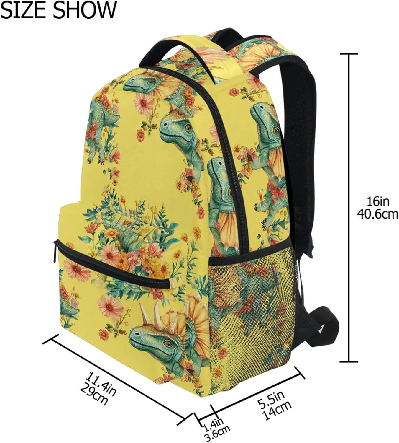 Fun Backpack for Teenager Waterproof Backpack With Water Bottle Pocket with Chest Strap Gift Men & Women Beauty Dino Brachiosaurus Plain