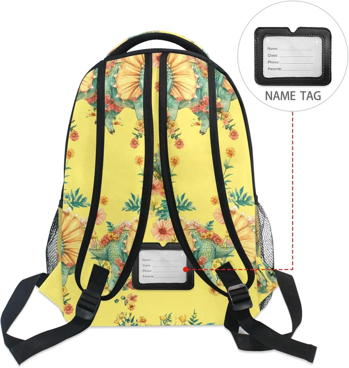 Fun Backpack for Teenager Waterproof Backpack With Water Bottle Pocket with Chest Strap Gift Men & Women Beauty Dino Brachiosaurus Plain