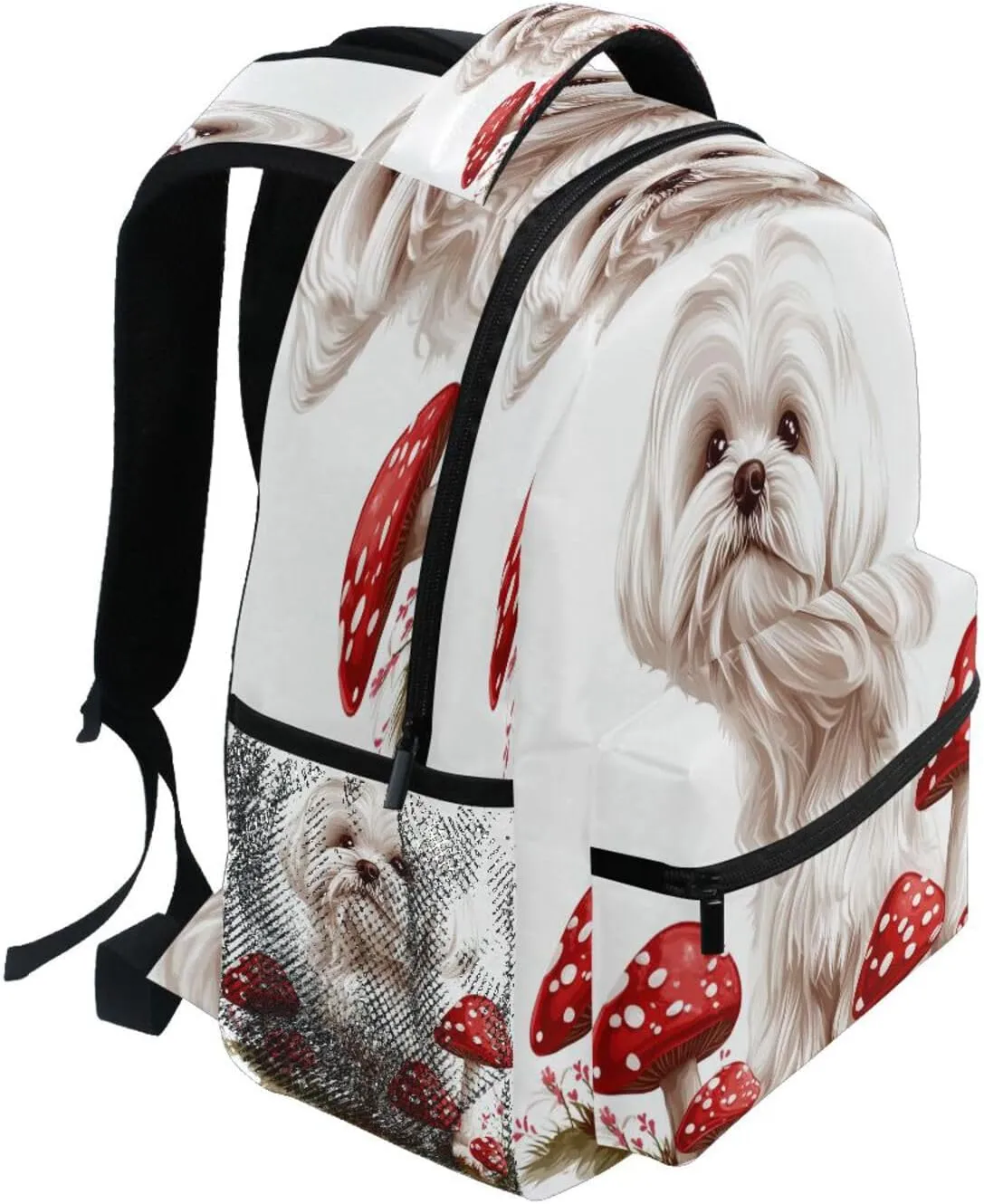 Fun Backpack for Women Men Fashion Business Work Bag with Chest Strap Gift Men & Women Beauty Maltese Dogs White