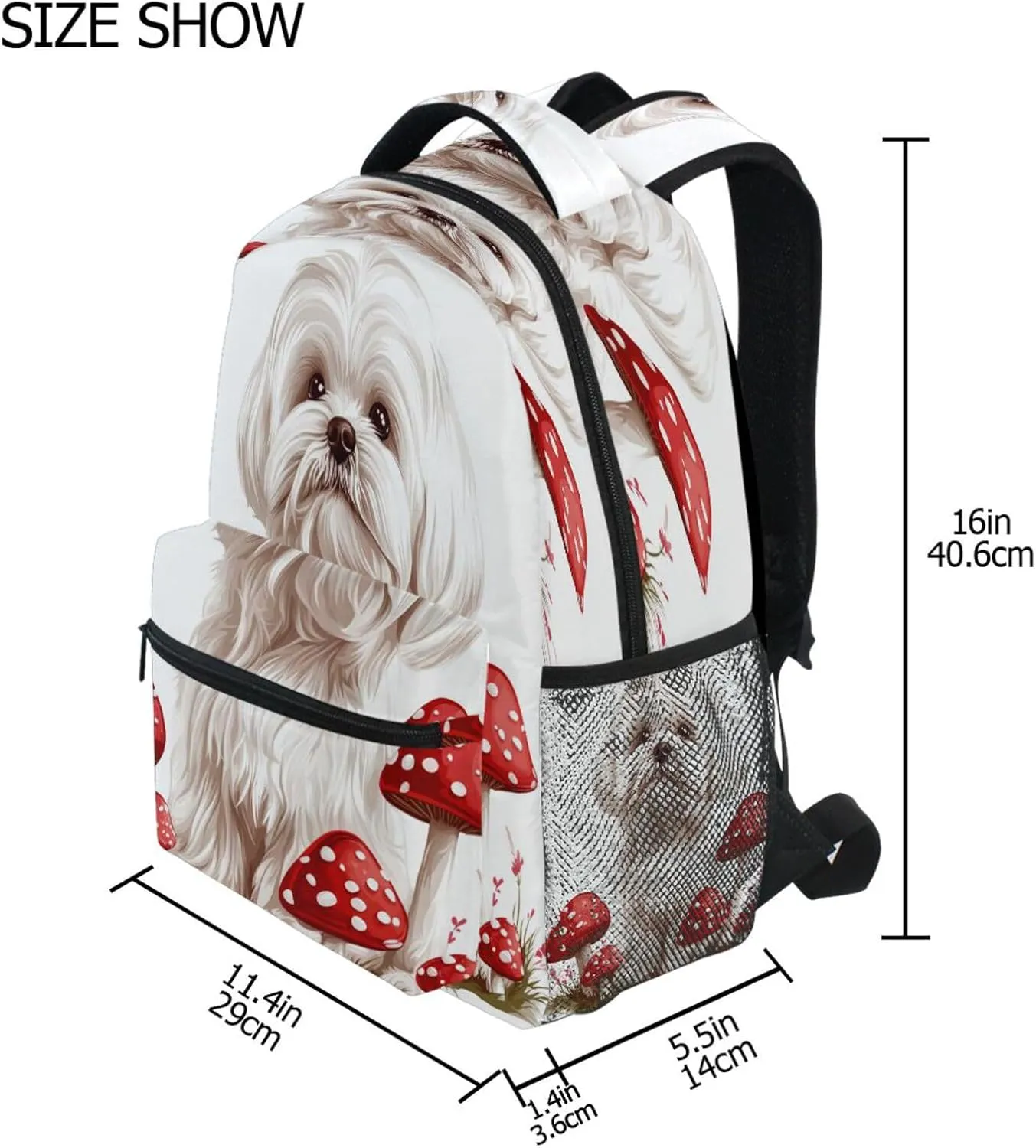 Fun Backpack for Women Men Fashion Business Work Bag with Chest Strap Gift Men & Women Beauty Maltese Dogs White