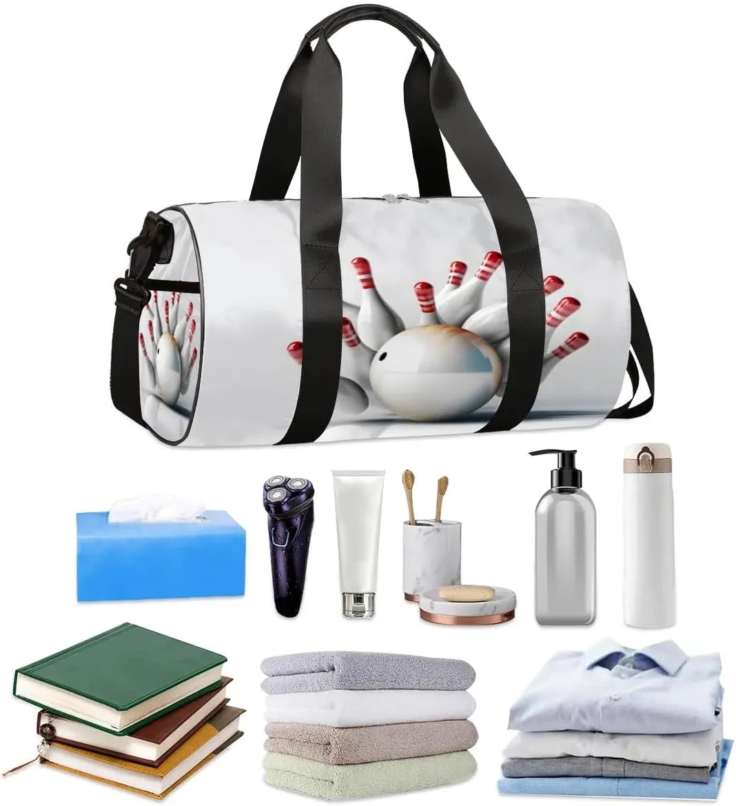 Fun Sport Bowling Travel Duffle Bag Gym Bag for Women Men Lightweight Carry on Duffel Bag for Sports Gyms Weekend Getaway