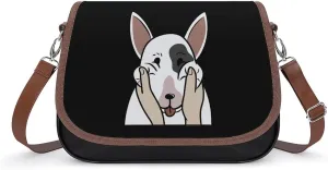 Funny English Bull Terrier Crossbody Bag Anti-Theft Side Shoulder Bags Adjustable Leather Messenger Bag Unisex