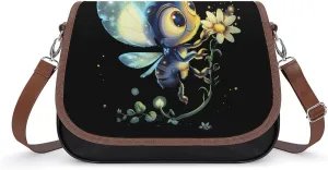 Funny Firefly Bugs Insects Crossbody Purses for Women PU Leather Shoulder Bag Handbag Clucth