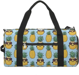 Funny Glasses Pineapple Gym Bag Travel Duffel Bag Sports Tote Bag Workout Bag Weekender Bag for Women Men