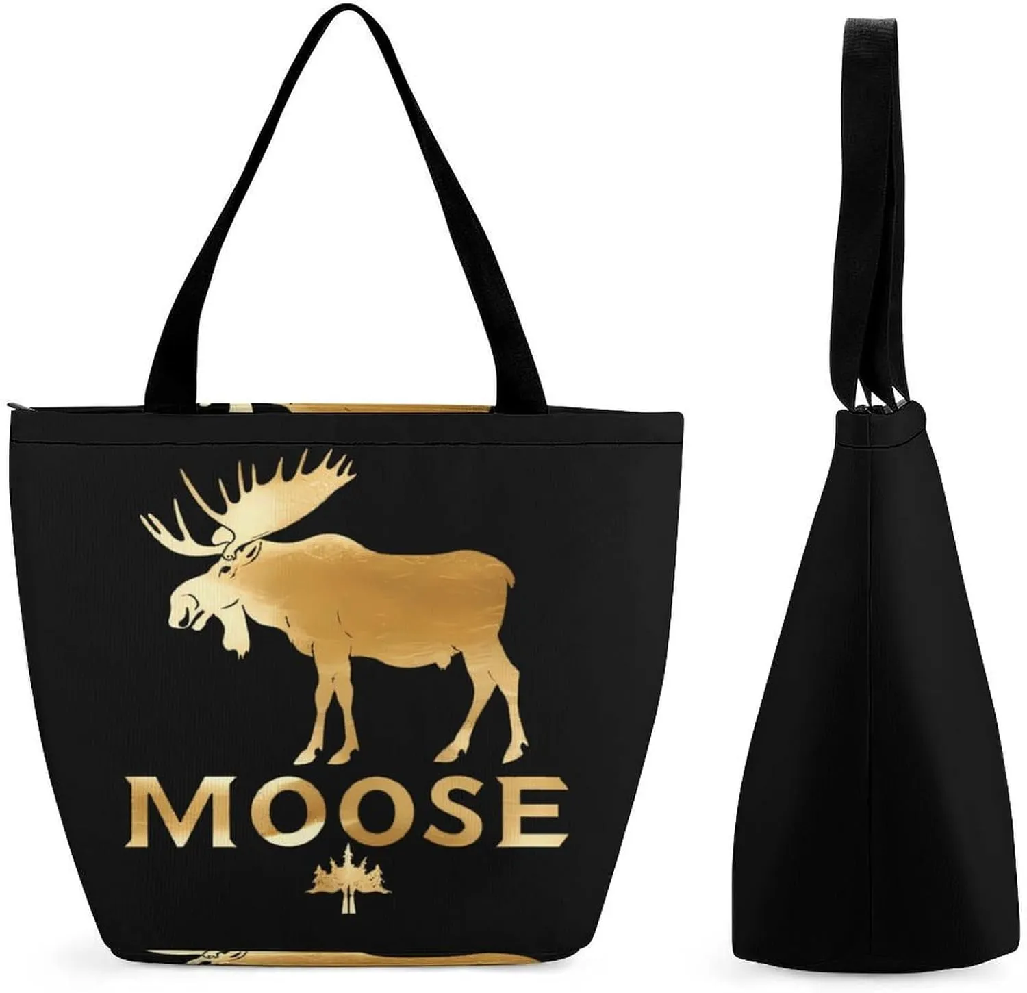 Funny Hunting Graphic Moose Tote Bag for Women Reusable Beach Shoulder Bag Lightweight Grocery Bags Travel Handbag