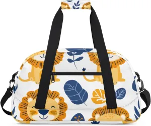 Funny Lion Boys Girls Gym Bag Dance Perform Training Duffel Bags Weekender Carry-On Tote Luggage Bag Ideal for School Practice or Overnight Trips Lion