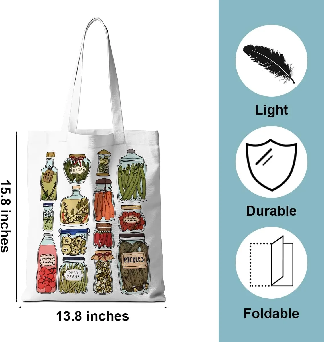 Funny Pickle Tote Bag Aesthetic Weekender Bag Shopping Gifts for Pickle Lovers Women Friends