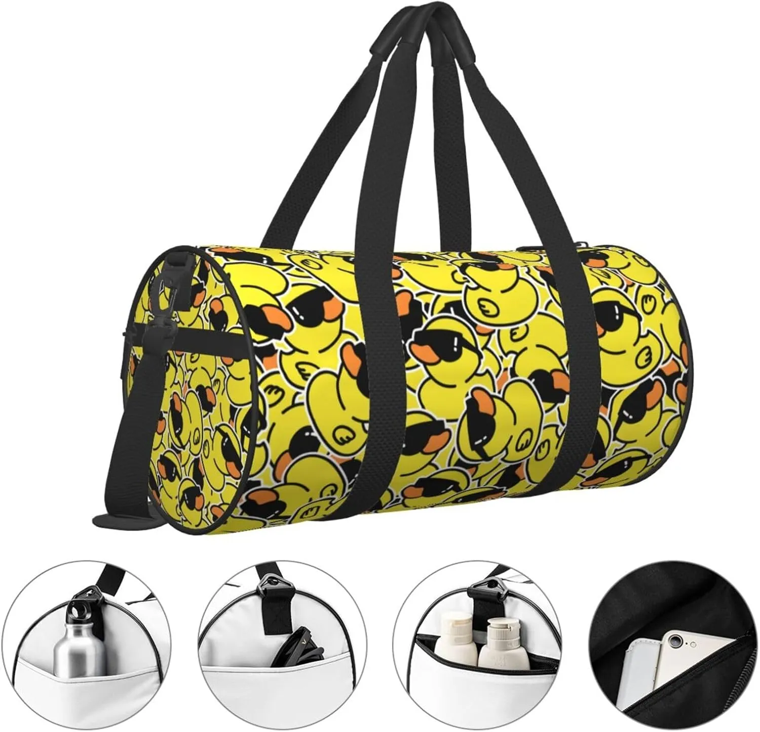Funny Rubber Ducks With Sunglasses Sports Gym Bag Travel Duffel Bag Shoes Compartment For Men Women Foldable Lightweight Yoga Gym Sports Bag