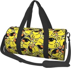 Funny Rubber Ducks With Sunglasses Sports Gym Bag Travel Duffel Bag Shoes Compartment For Men Women Foldable Lightweight Yoga Gym Sports Bag