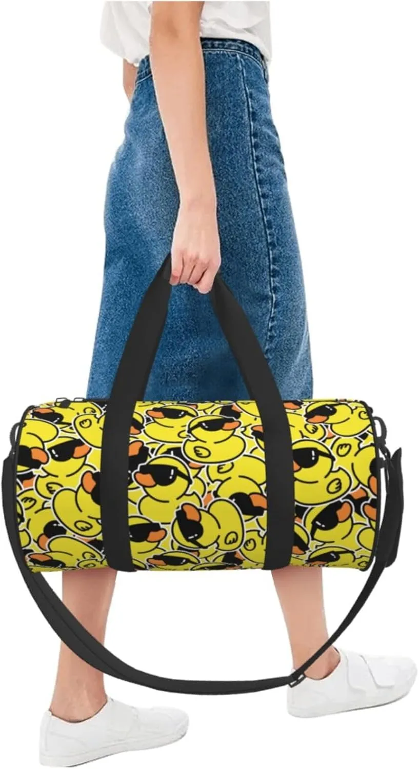 Funny Rubber Ducks With Sunglasses Sports Gym Bag Travel Duffel Bag Shoes Compartment For Men Women Foldable Lightweight Yoga Gym Sports Bag