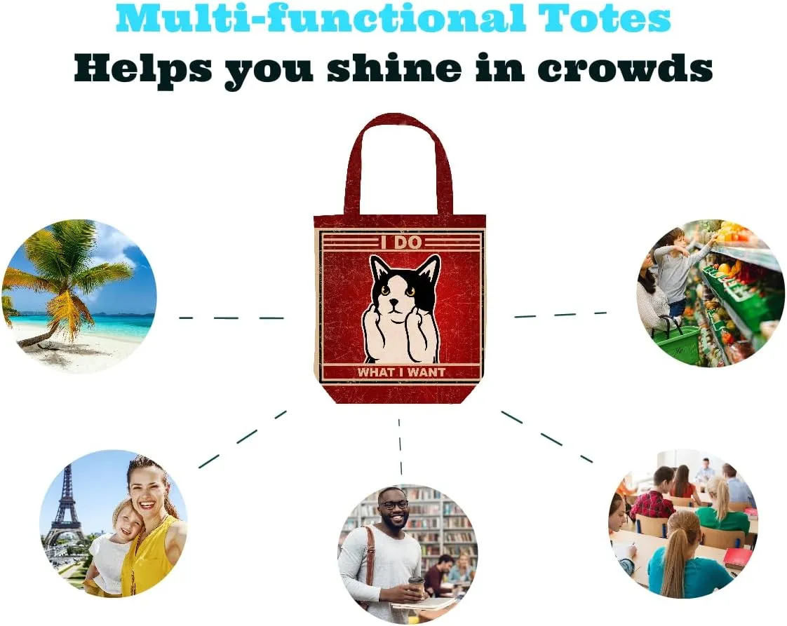 Funny Tote Bag - Cat Gifts for Women - Black Cat Gifts for Cat Lovers - Cat Mom Gifts - Cute Canvas Tote Bag - Birthday Bags for Cat Lover Gifts - Reusable Cat Tote Bag - Book Tote Bag (Red Black Cat)