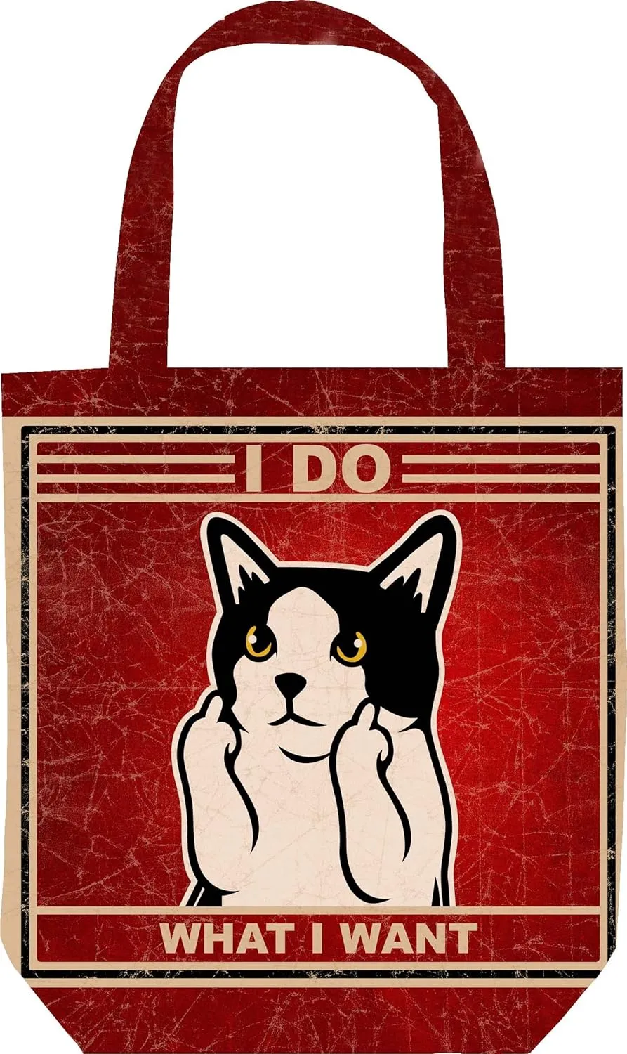 Funny Tote Bag - Cat Gifts for Women - Black Cat Gifts for Cat Lovers - Cat Mom Gifts - Cute Canvas Tote Bag - Birthday Bags for Cat Lover Gifts - Reusable Cat Tote Bag - Book Tote Bag (Red Black Cat)