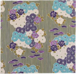 Furoshiki Wrapping Cloth Bag (Retro Flower Purple) Medium Size 27.56 inches (70 cm), Made in Japan 100% Cotton Japanese Kimono Desigh Gift Wrap Tapestry Bag Cloth