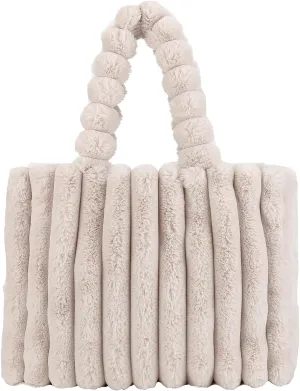 Furry Purse, Fluffy Tote Bag for Women Winter Faux Fur Bag Fuzzy Purse and Handbags