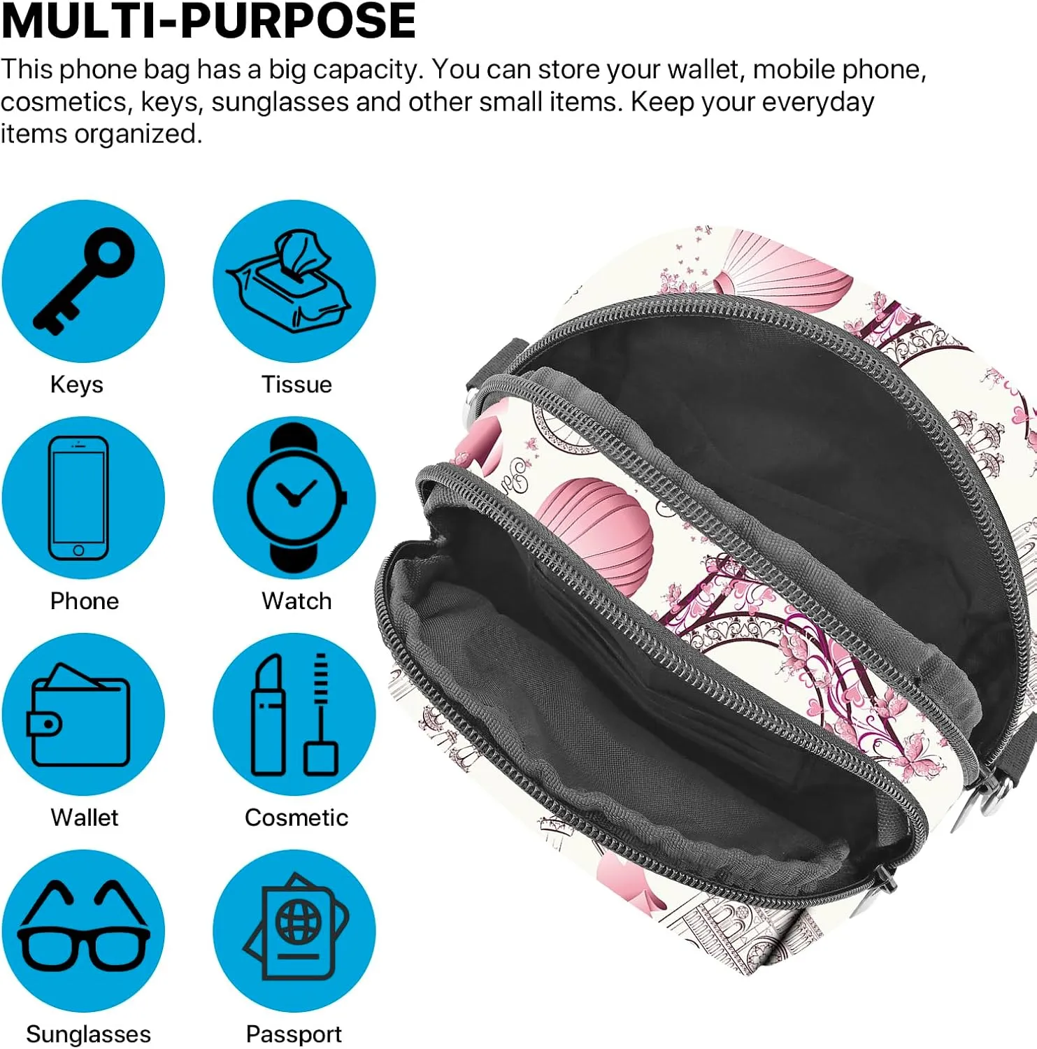 FyLybois Crossbody Bags for Women Cell Phone Purse Lightweight Adjustable Shoulder Handbags Wallet with Card Slots