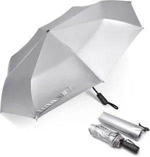 G4Free UPF 50  UV Protection Sun Umbrella Double Layer Windproof Compact Travel Umbrella 46 Inch Auto Open Close