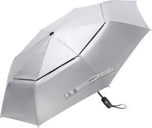 G4Free UPF 50  UV Protection Travel Umbrella 42/46 Inch Windproof Silver Coating Sun Blocking Umbrella