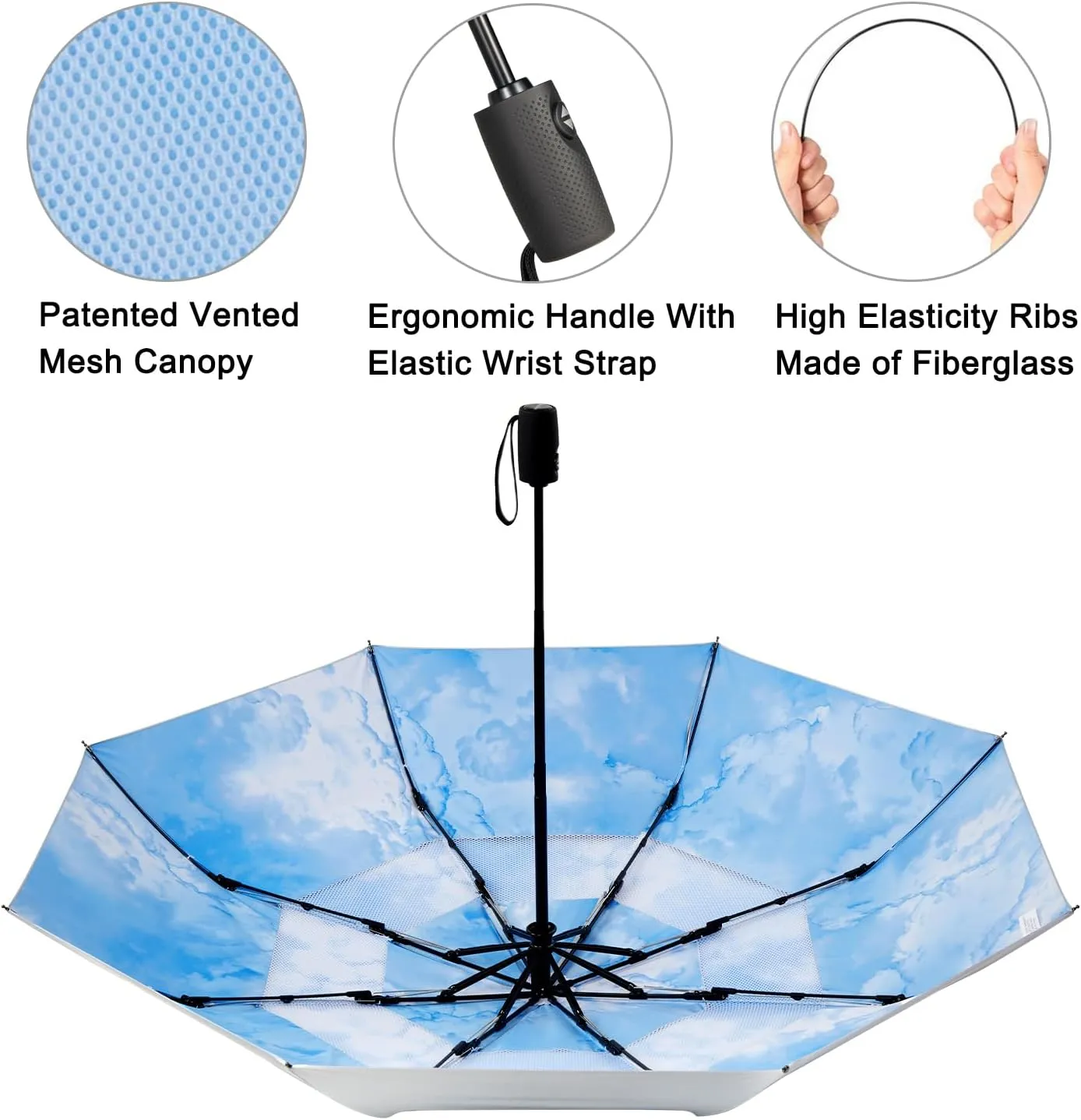 G4Free UPF 50  UV Protection Travel Umbrella 42/46 Inch Windproof Silver Coating Sun Blocking Umbrella