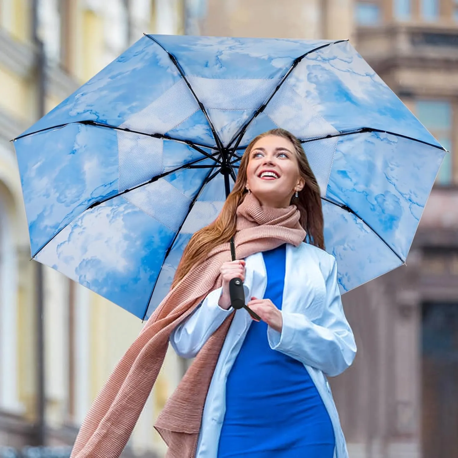 G4Free UPF 50  UV Protection Travel Umbrella 42/46 Inch Windproof Silver Coating Sun Blocking Umbrella