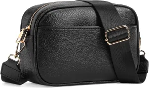 GAEKEAO Small Crossbody Bags for Women Vegan Leather Wide Strap Trendy Design Camera Bag Purse Shoulder Handbag Travel