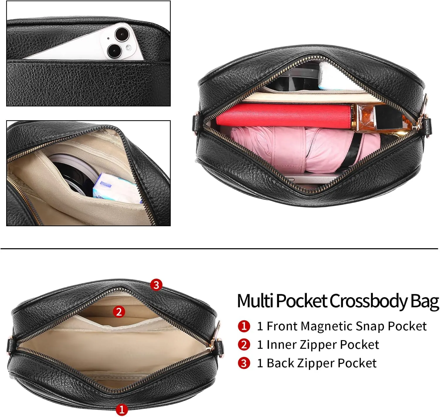 GAEKEAO Small Crossbody Bags for Women Vegan Leather Wide Strap Trendy Design Camera Bag Purse Shoulder Handbag Travel
