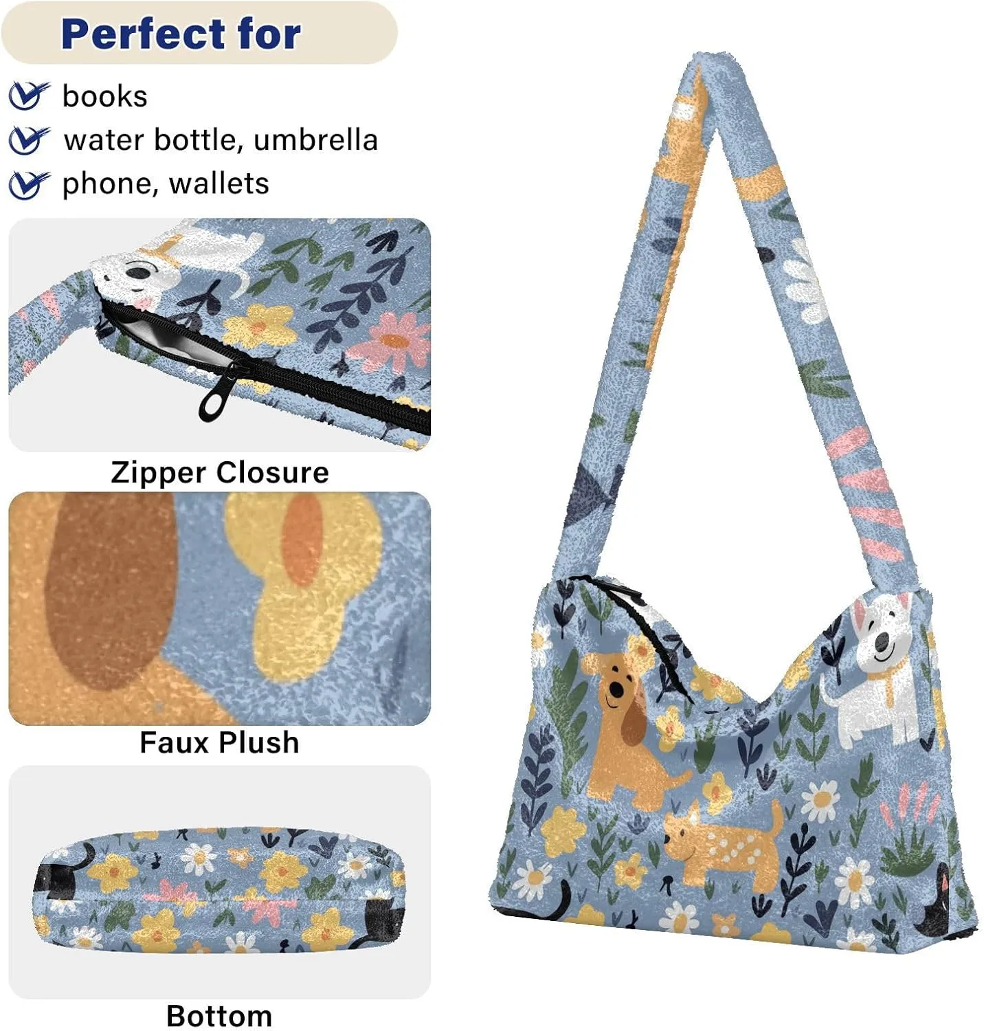 GAIGEO Daisy Flower Floral Polka Dot Womans Shoulder Bag, Woman Handbags, Book Bags for Women