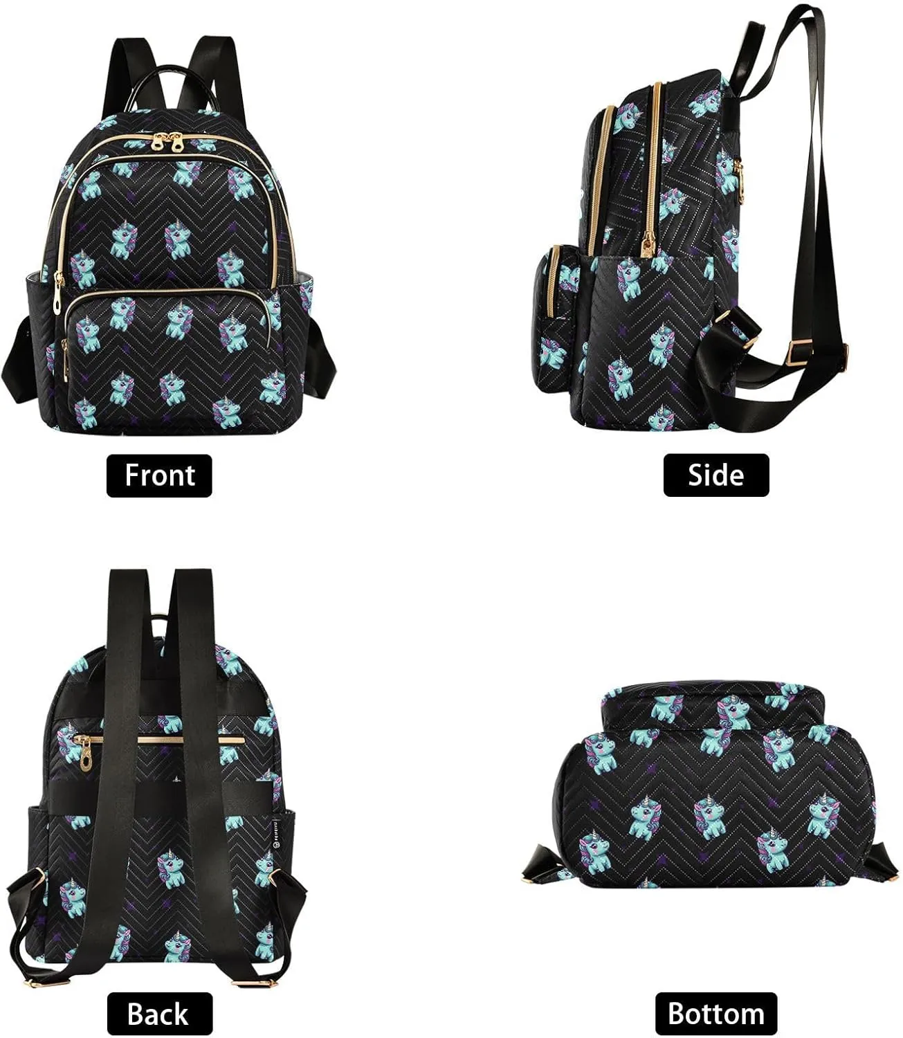 GAIGEO Fortunate Unicorn and Star Women's Fashion Backpack, Women's Backpack Purse, Festival Backpack, S