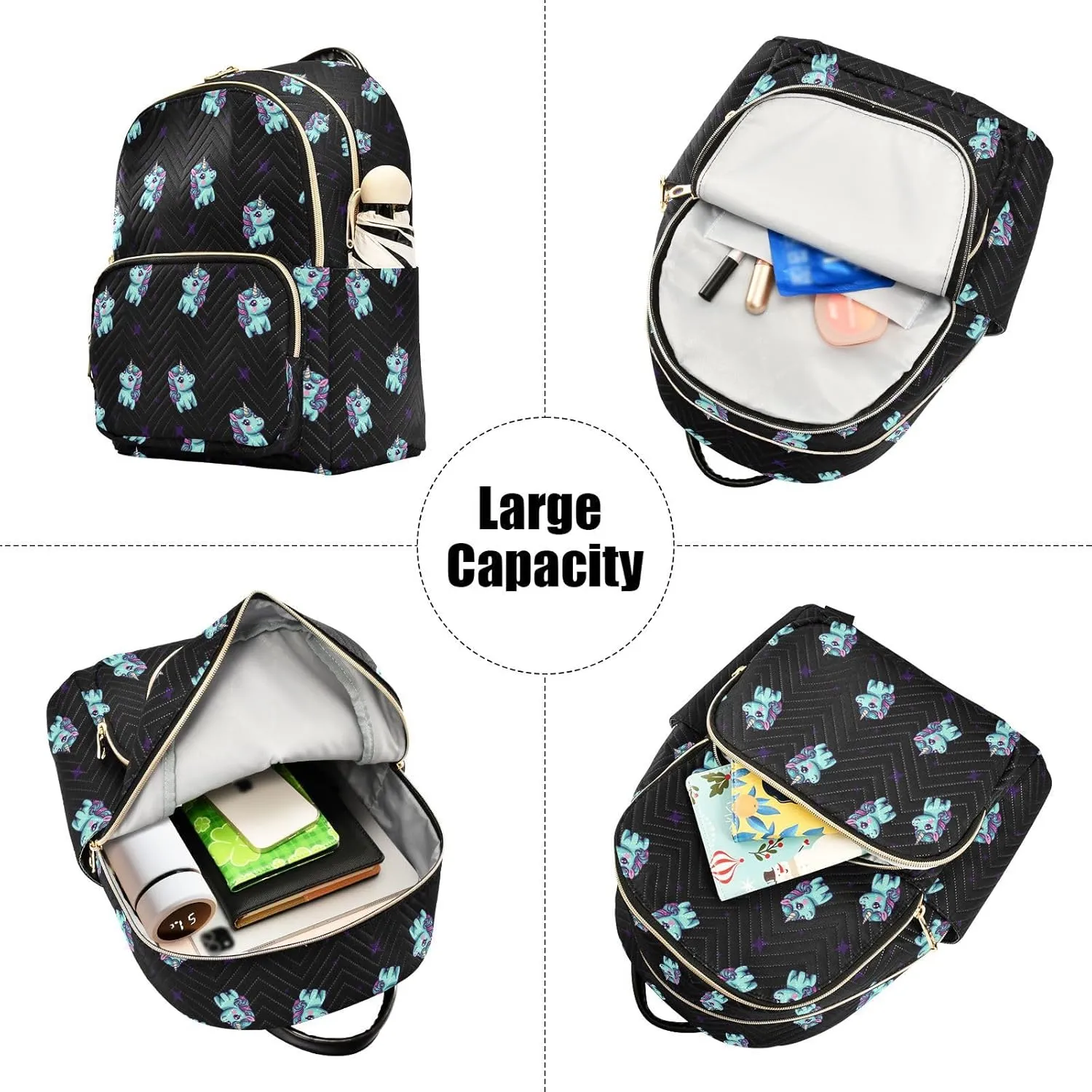 GAIGEO Fortunate Unicorn and Star Women's Fashion Backpack, Women's Backpack Purse, Festival Backpack, S