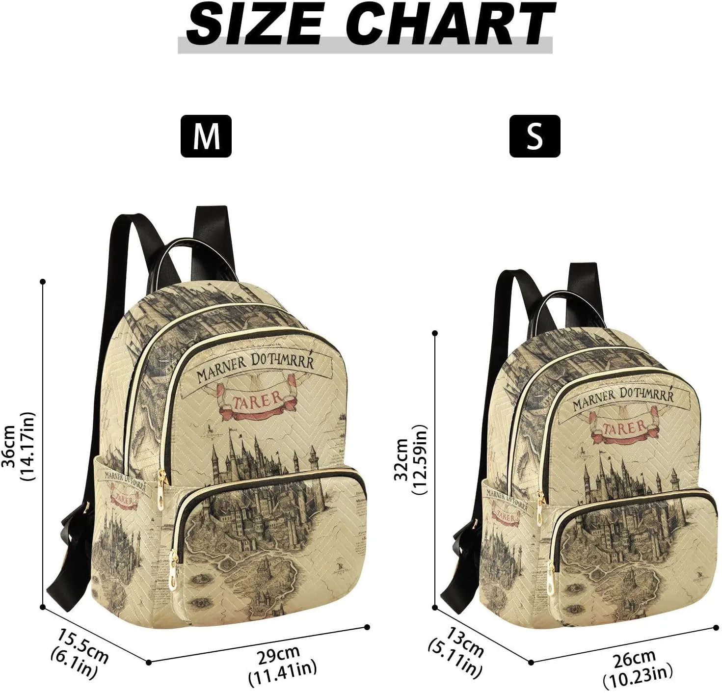GAIGEO Old Map of the Tower and Palace Women's Fashion Backpack, Backpack for Work and Travel, Backpack Bags for Women, S