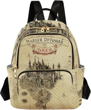 GAIGEO Old Map of the Tower and Palace Women's Fashion Backpack, Backpack for Work and Travel, Backpack Bags for Women, S