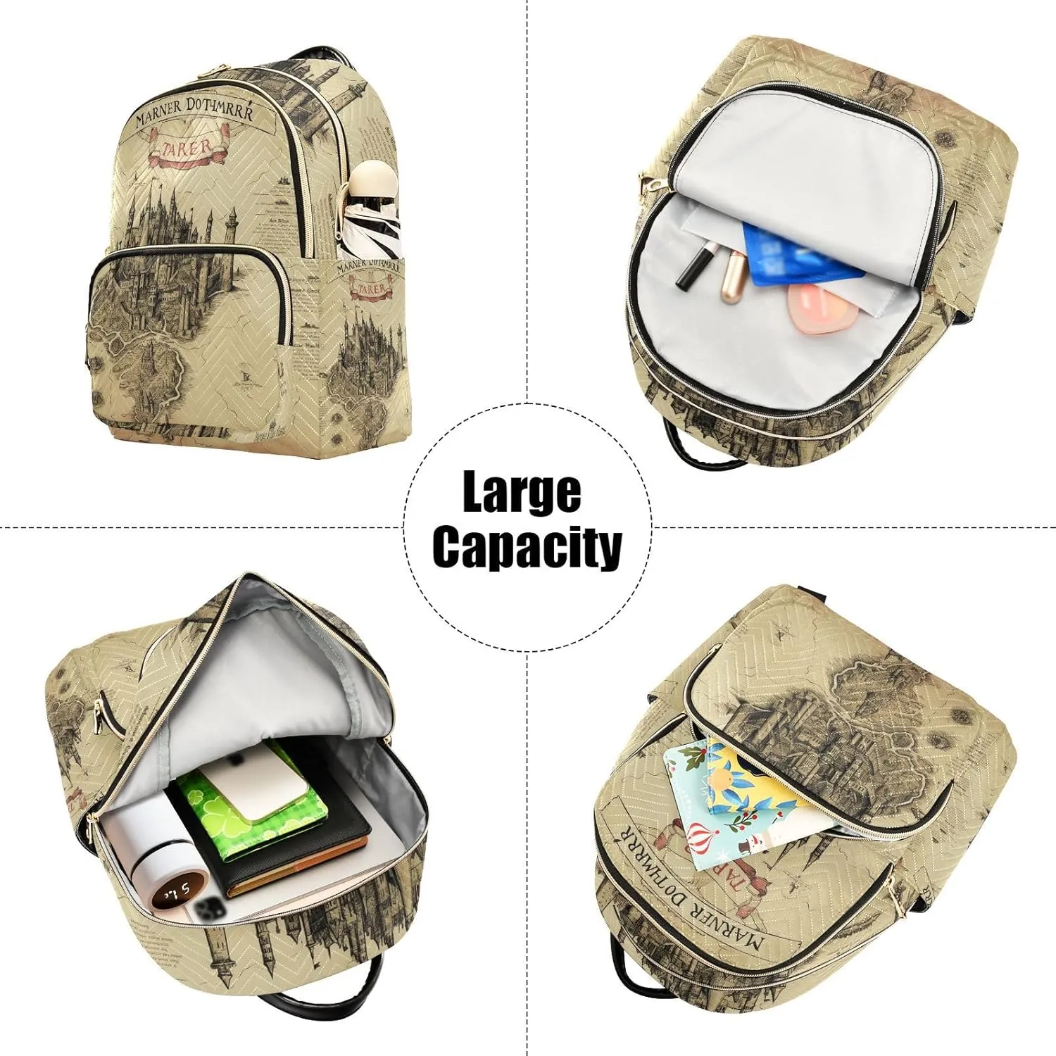 GAIGEO Old Map of the Tower and Palace Women's Fashion Backpack, Backpack for Work and Travel, Backpack Bags for Women, S