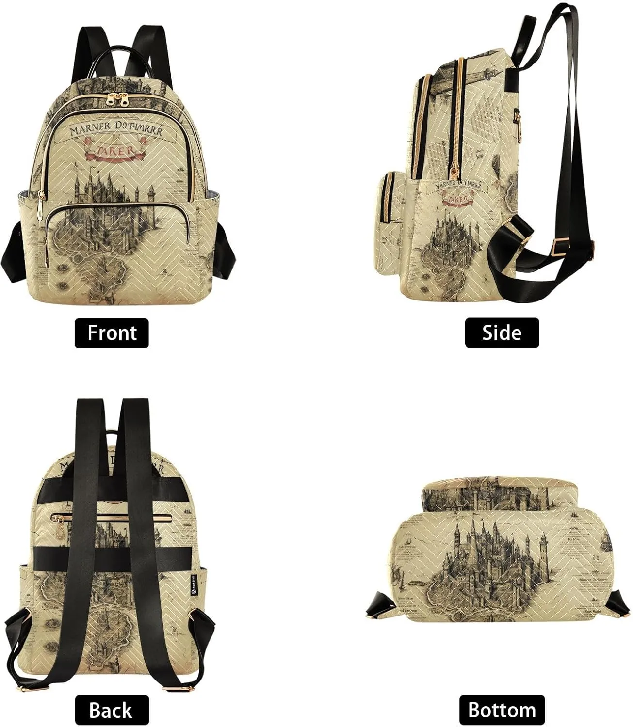 GAIGEO Old Map of the Tower and Palace Women's Fashion Backpack, Backpack for Work and Travel, Backpack Bags for Women, S