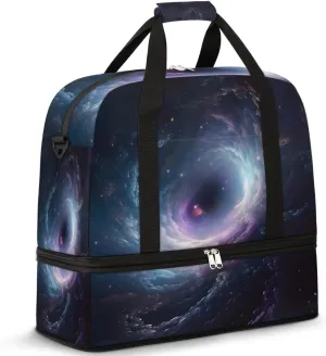 Galaxy Spiral Nebula Sky Travel Duffel Bag with Foldable Shoe Compartment Shoulder Tote Travel Weekend Bag Sports Gym Overnight Bags