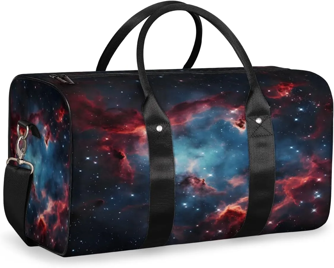 Galaxy Star Outer Space Travel Duffle Bag, Sports Gym Bags for Women Men, Carry On Weekender Overnight Workout Airplane Trips Bag