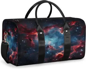 Galaxy Star Outer Space Travel Duffle Bag, Sports Gym Bags for Women Men, Carry On Weekender Overnight Workout Airplane Trips Bag