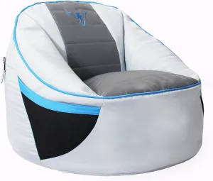 Gaming Bean Bag (Chair Cover NO Filling) - Gray & Blue Gaming Sack, Bean Bag Sofa, Round Dorm Chair/Seat, Floor Gaming Chair, Pocket, Durable, (Cover Only No Filling)