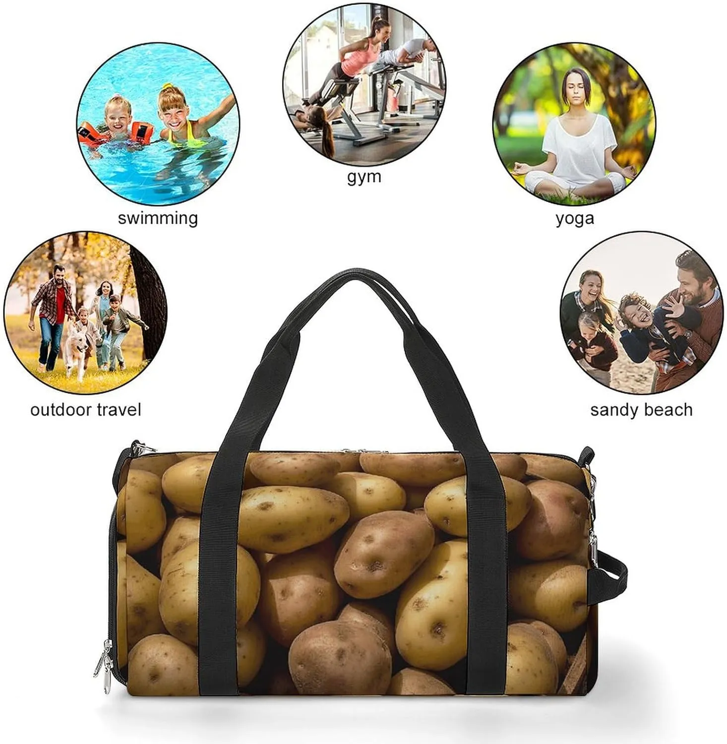Garden Potatoes Sports Gym Bag Carry on Holdalls for Men Small Duffel Bags for Women with Shoe Compartment