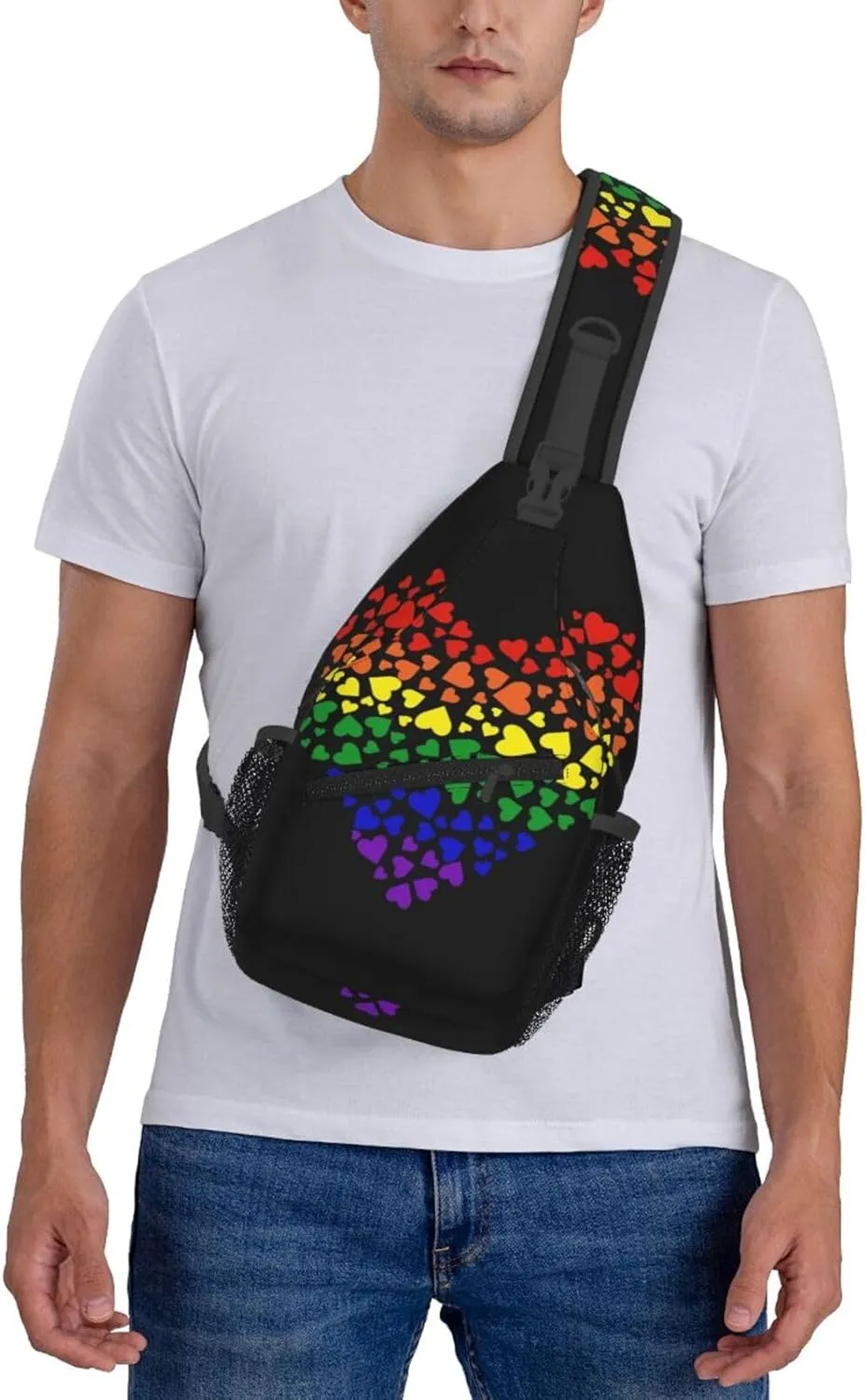 Gay Pride Sling Bag Cute Rainbow Crossbody Backpack Shoulder Chest Bags for Men Women Cycling Travel Walking