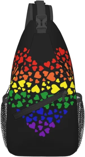 Gay Pride Sling Bag Cute Rainbow Crossbody Backpack Shoulder Chest Bags for Men Women Cycling Travel Walking