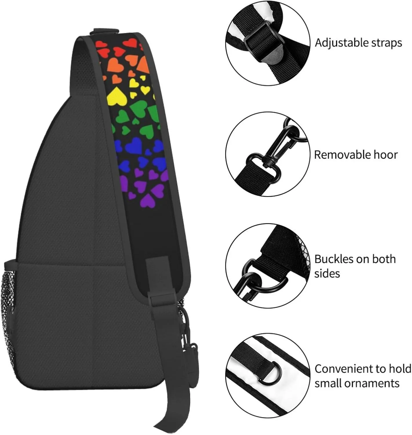 Gay Pride Sling Bag Cute Rainbow Crossbody Backpack Shoulder Chest Bags for Men Women Cycling Travel Walking