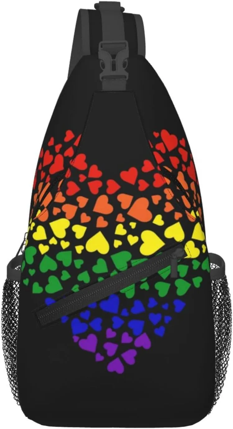Gay Pride Sling Bag Cute Rainbow Crossbody Backpack Shoulder Chest Bags for Men Women Cycling Travel Walking