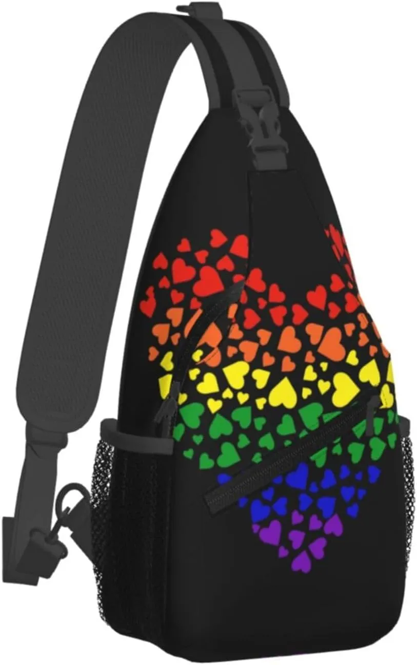 Gay Pride Sling Bag Cute Rainbow Crossbody Backpack Shoulder Chest Bags for Men Women Cycling Travel Walking
