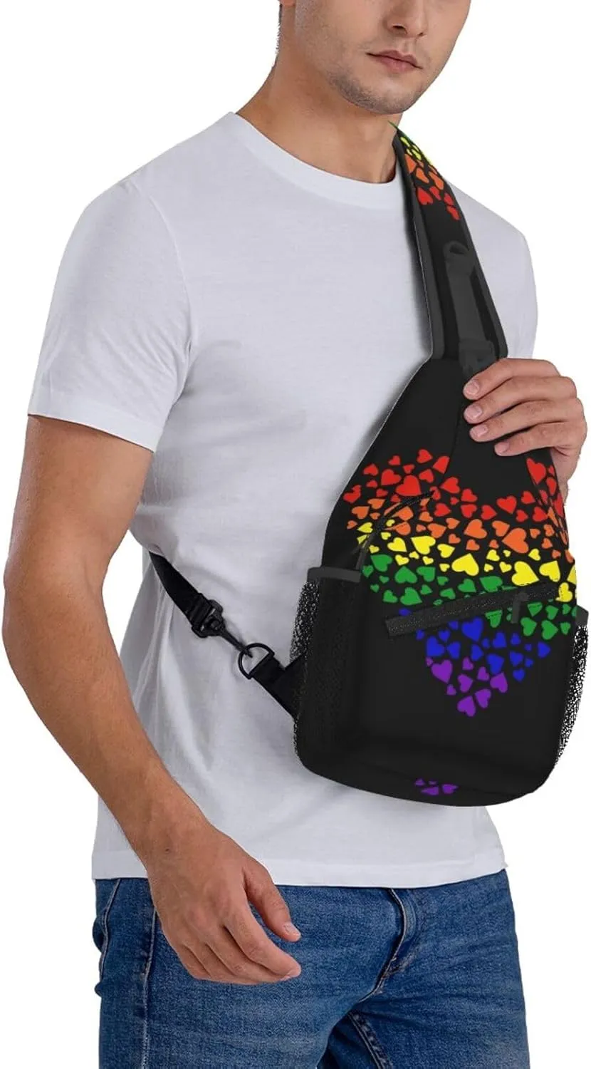 Gay Pride Sling Bag Cute Rainbow Crossbody Backpack Shoulder Chest Bags for Men Women Cycling Travel Walking